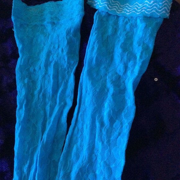 Fredericks LACE SEAMED thigh high stockings 80s Rare Vtg Also black/White - Picture 3 of 7